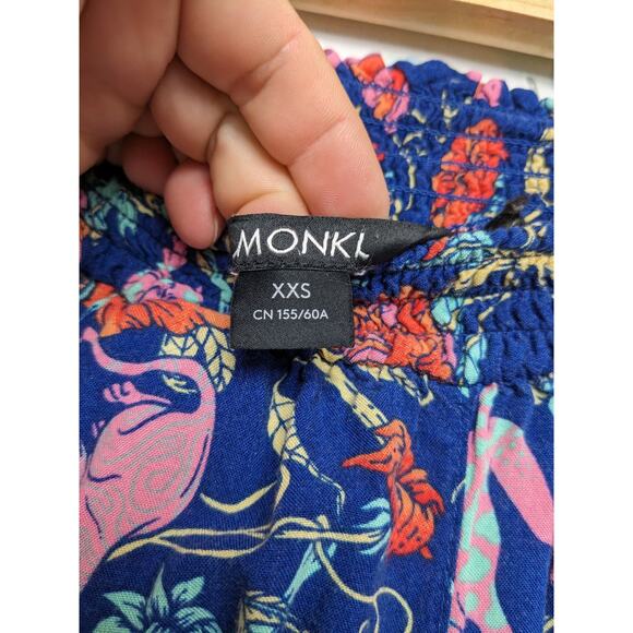 Monki Wide Leg Palazzo Pants Cropped Length Monkey Floral Jungle Womens XXS - Picture 4 of 9